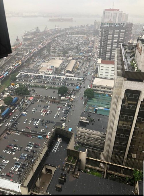 A flooded Marina Business District in Lagos